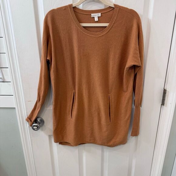 Garnet Hill Organic-Cotton Pocket-Detail long Sweater size XS-  in rust- EUC! - Picture 4 of 13